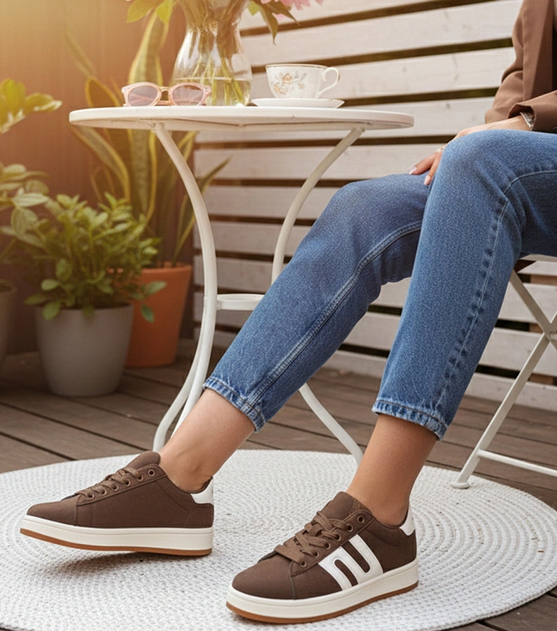 Brązowe sneakersy casualowe Delphine