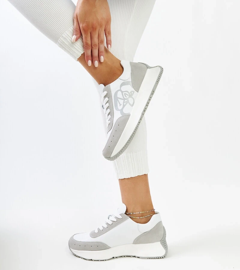 Biało-szare skórzane sneakersy Salimah