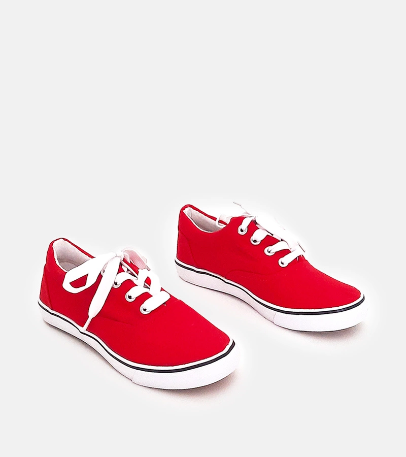 Czerwone dziecięce tenisówki na sznurówkach Bollis