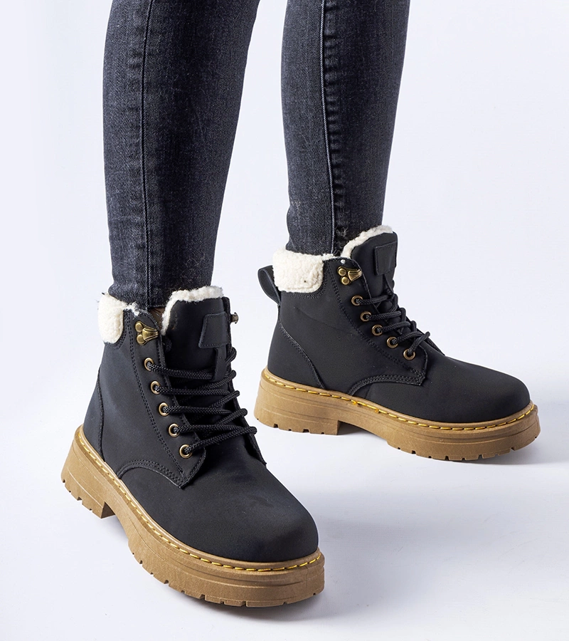 Czarne ocieplane workery Burgondi