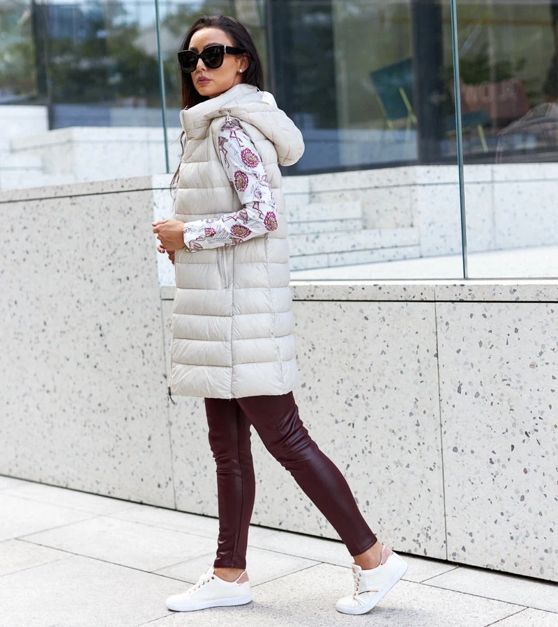 Damska długa beżowa kamizelka Bovegno