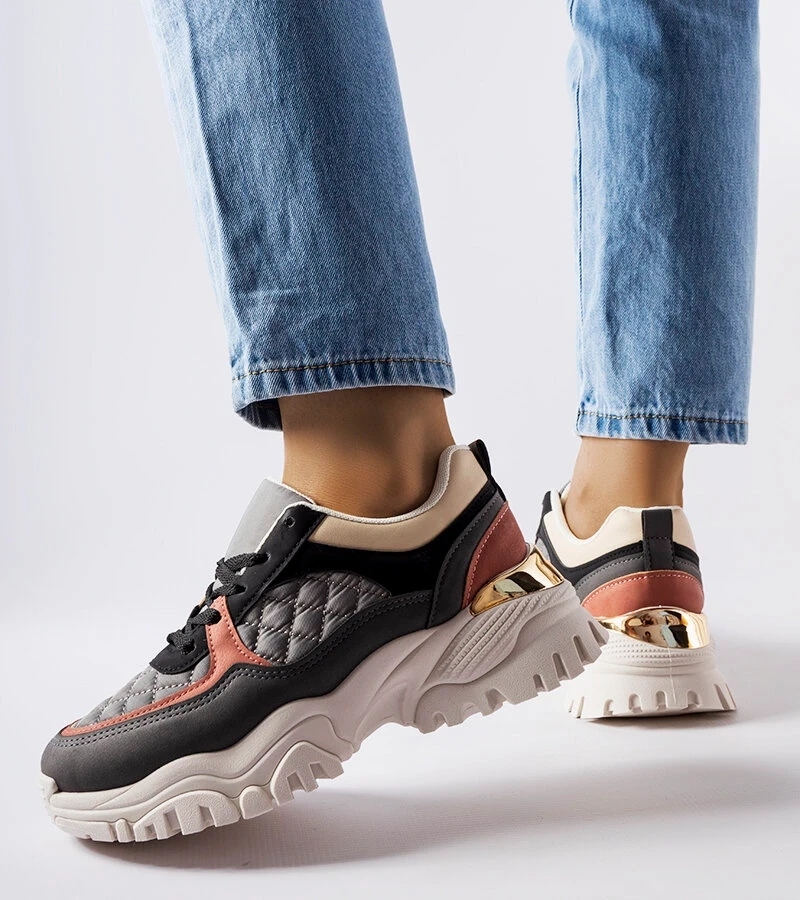 Szare sneakersy z kolorowymi wstawkami Esquibel