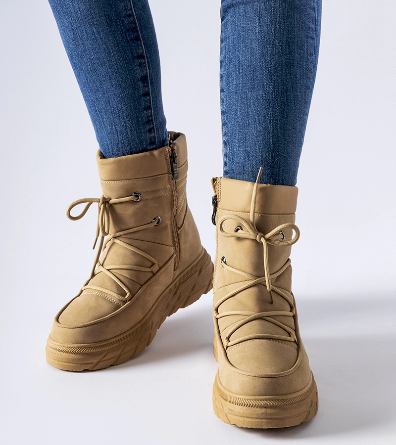 Beżowe matowe ocieplane śniegowce Jamison