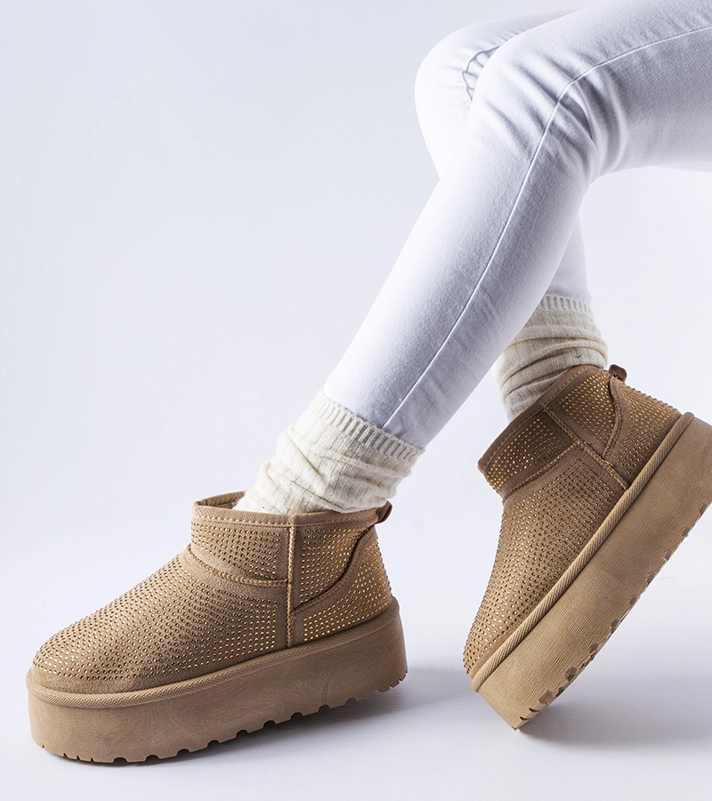 Beżowe śniegowce z cyrkoniami Sonora