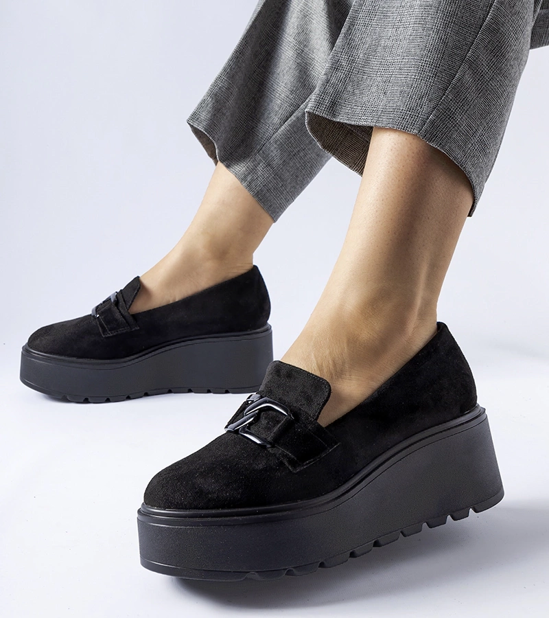 Czarne mokasyny na platformie Medical