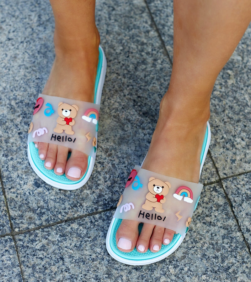 Miętowe klapki z gumową cholewką Diaspa