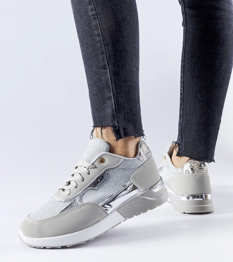 Szare brokatowe sneakersy Roganzuolo