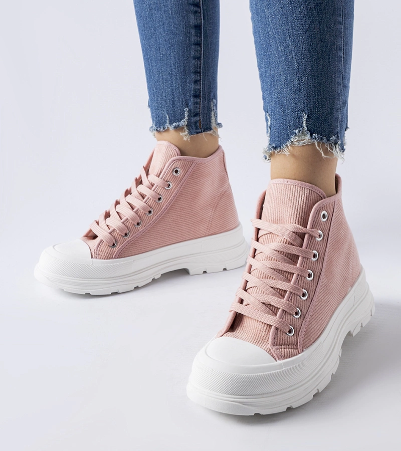 Różowe trampki za kostkę Villaggio