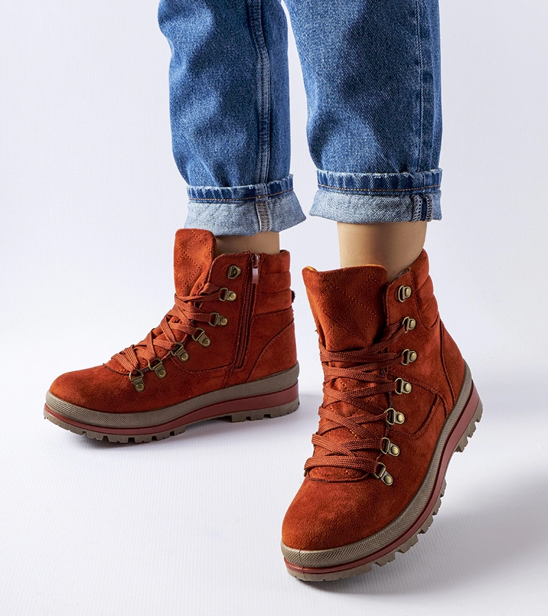 Czerwone ocieplane buty trekkingowe Mazara