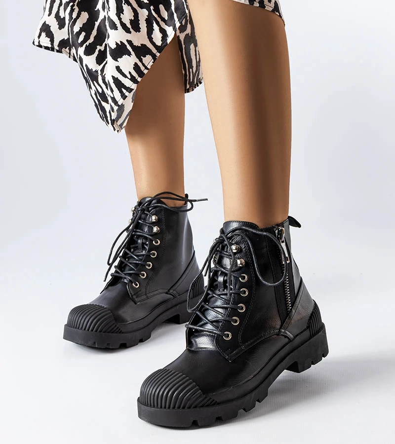 Czarne workery damskie Shell