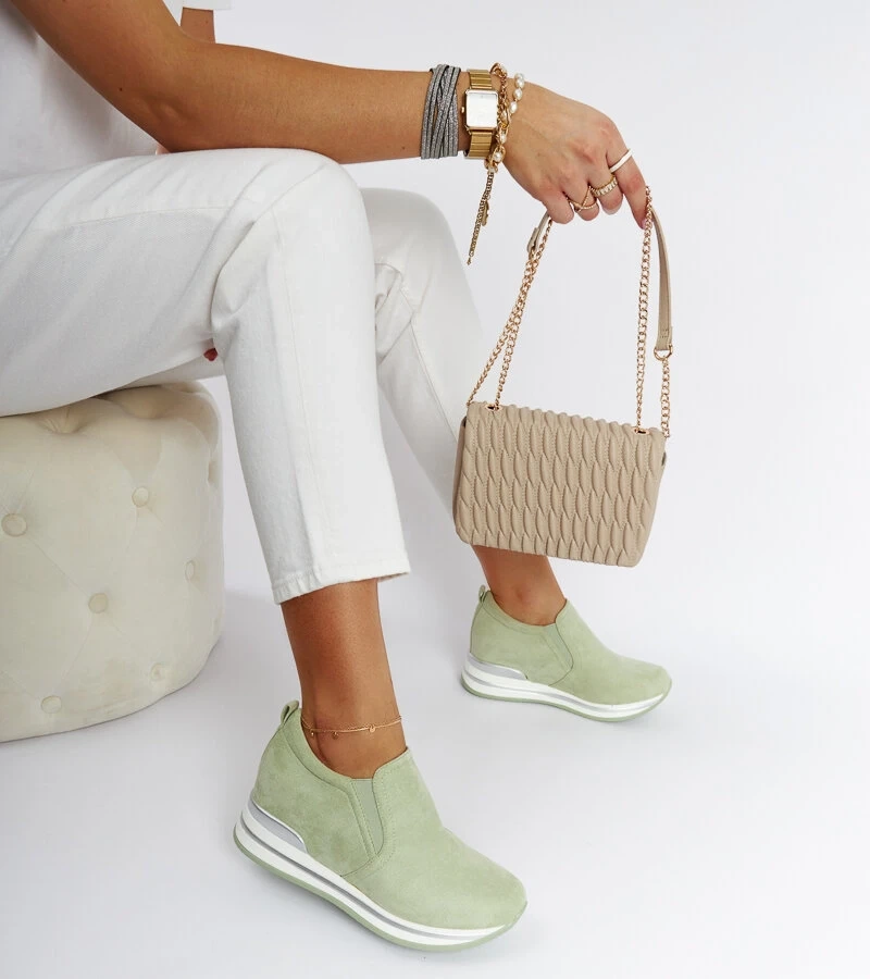 Zielone sneakersy na koturnie Alquippa