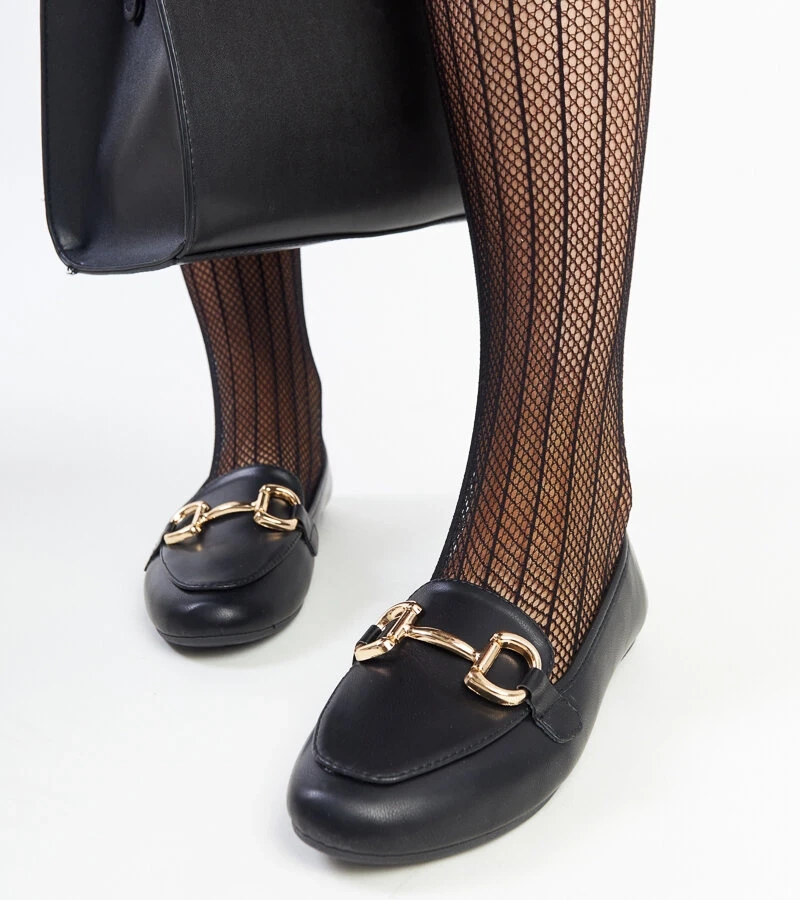 Czarne mokasyny z klamerką Tanja