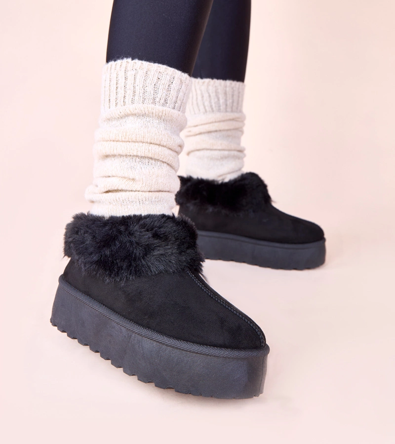 Czarne śniegowce z futerkiem Deesi