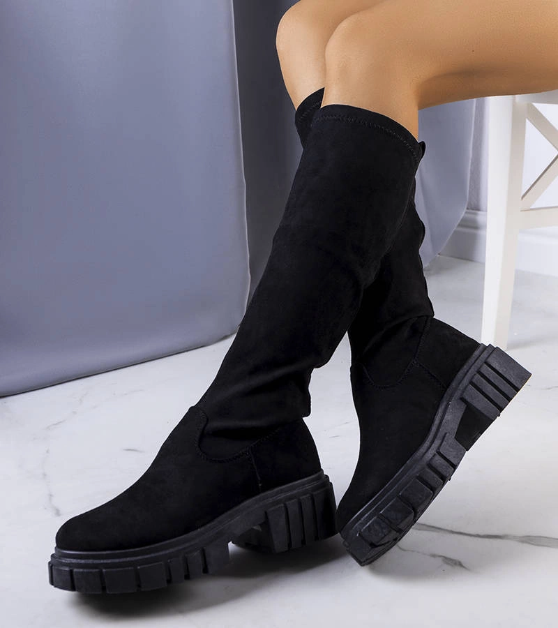 Czarne kozaki ocieplane Mesal