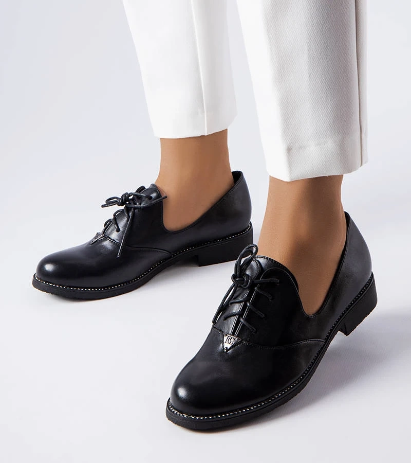 Czarne ozdobne mokasyny Lajoie