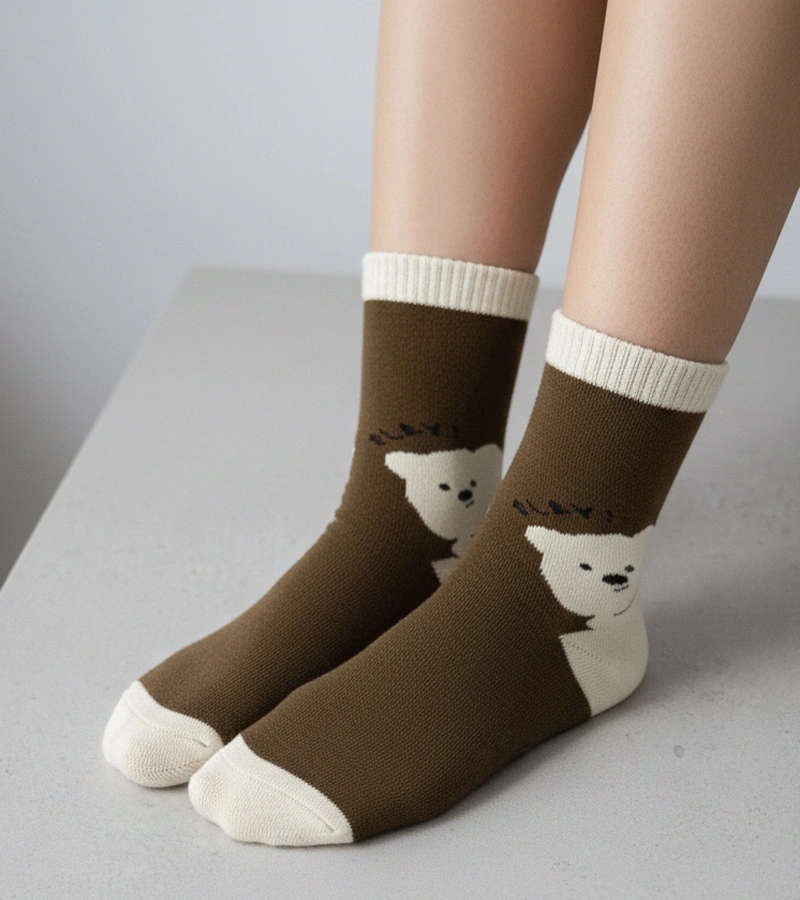 Brązowe skarpetki z misiem Sella