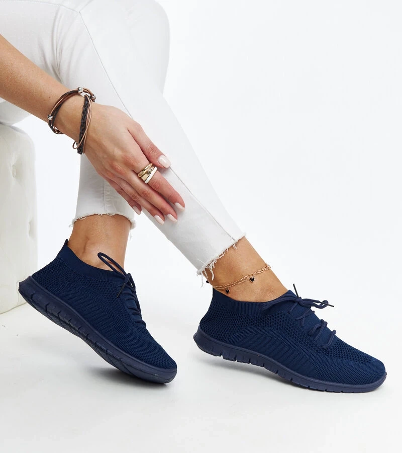 Granatowe materiałowe sneakersy Zahira