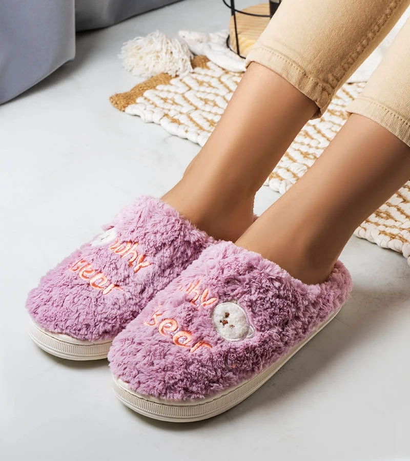Fioletowe miękkie kapcie Why Bear