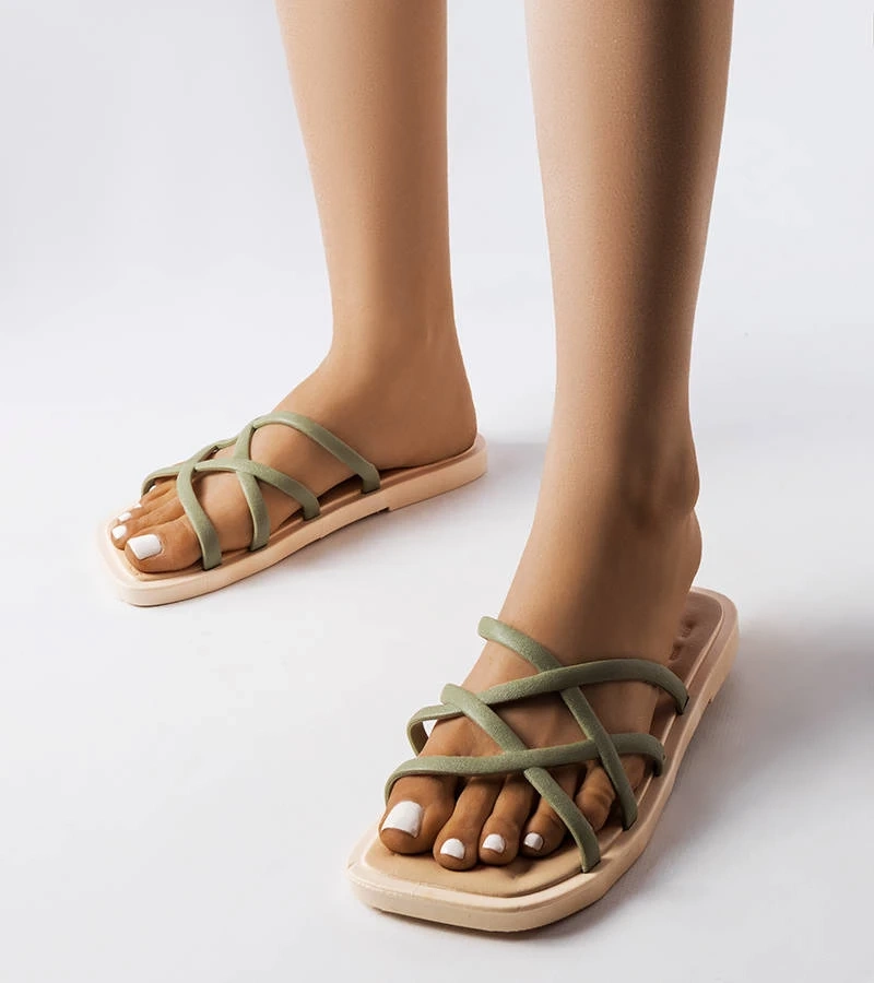 Zielone gumowe klapki Pearlman