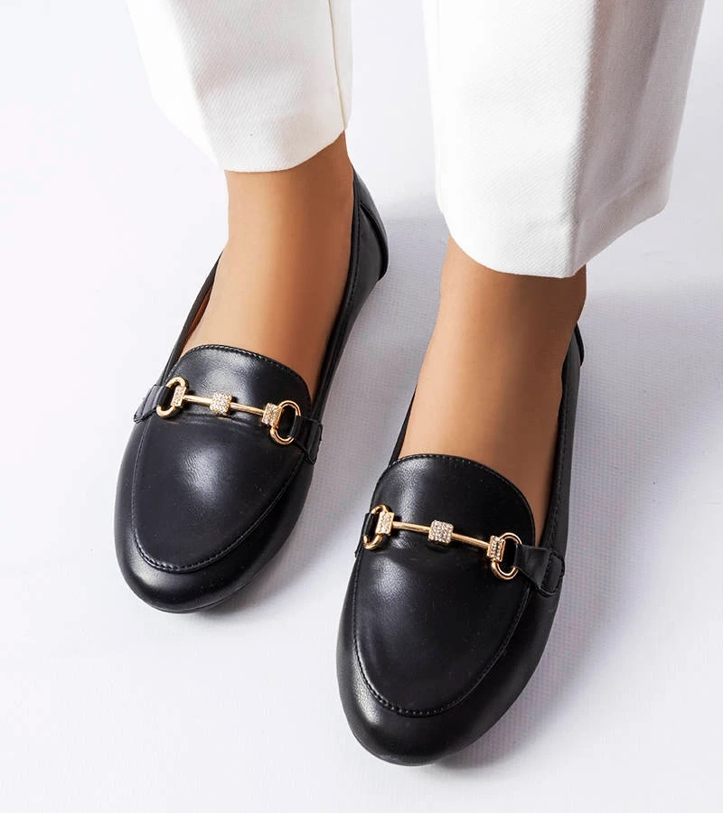 Czarne ozdobne mokasyny Lejeune