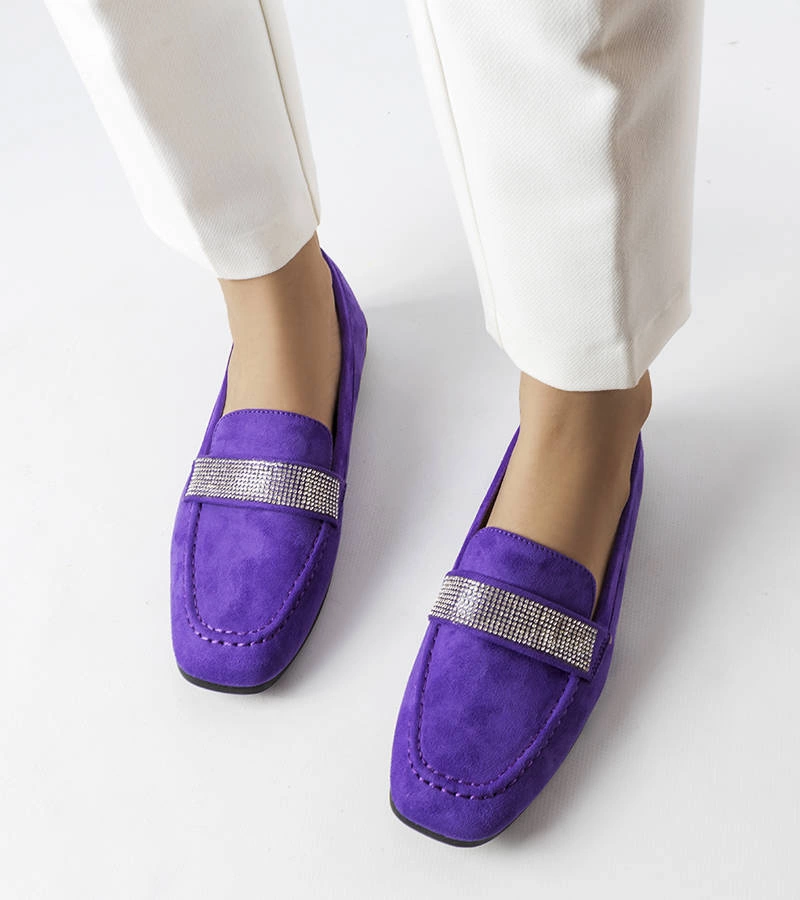 Fioletowe mokasyny z cyrkoniami Mignonette