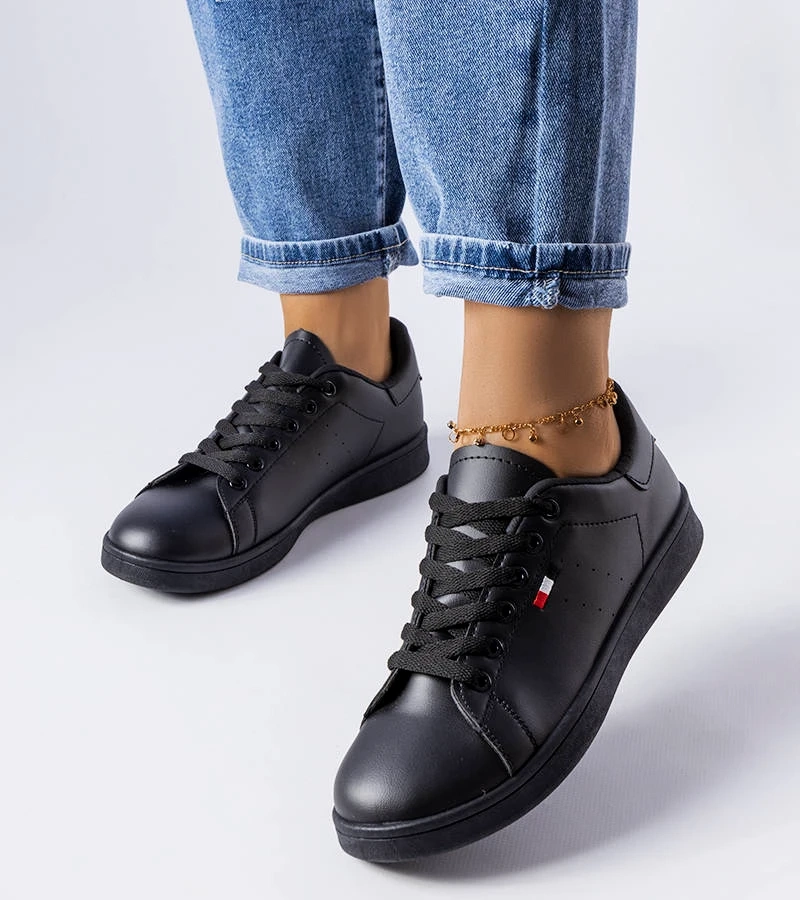 Czarne sneakersy z eko-skóry Mothé