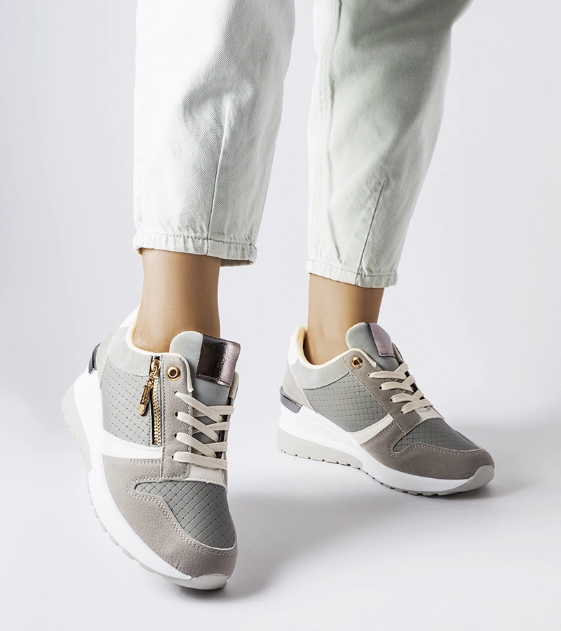 Szare sneakersy na koturnie Ashland