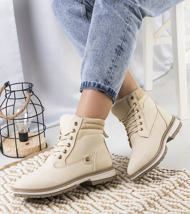 Beżowe traperki damskie Enines