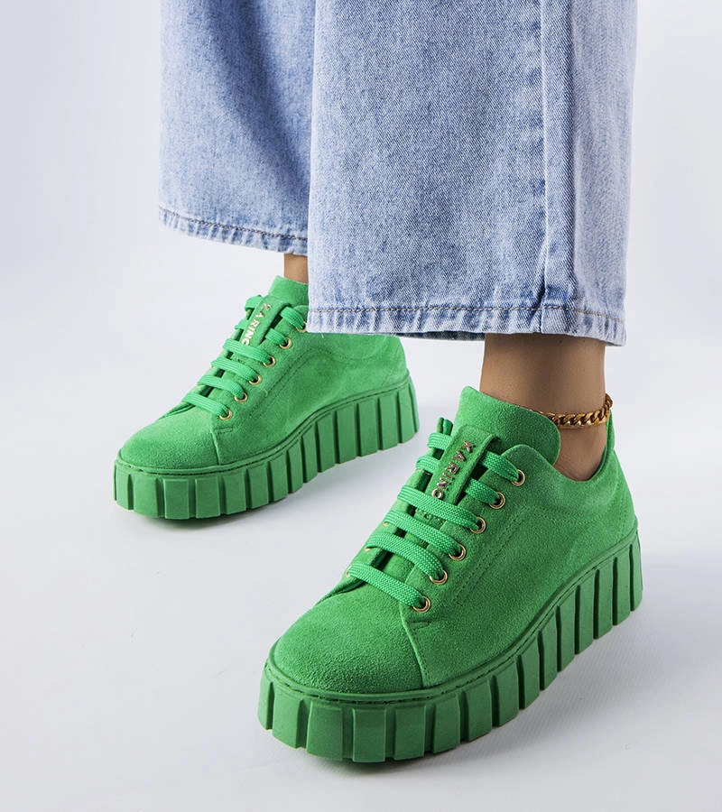 Zielone zamszowe półbuty Karino