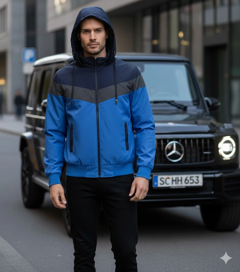 Niebieska męska kurtka przejściowa Dupont