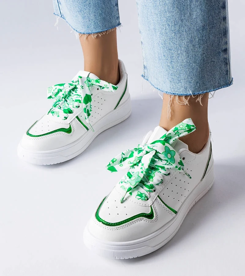 Białe sneakersy wiązane wstążką Pryor