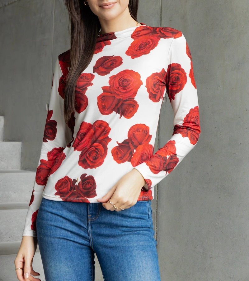 Beżowa bluzka zdobiona printem Amaya