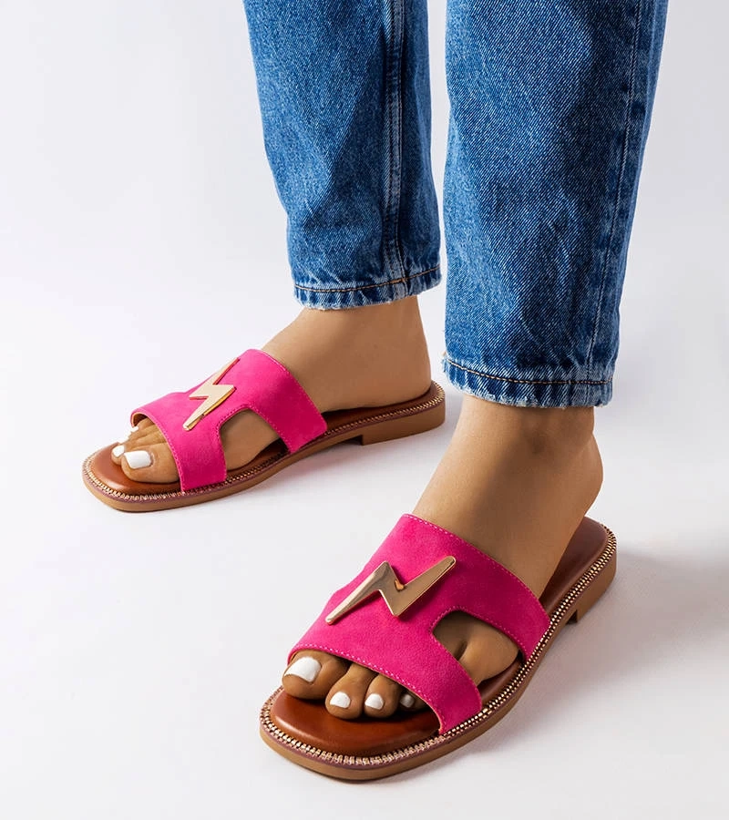 Różowe płaskie klapki  Leyra