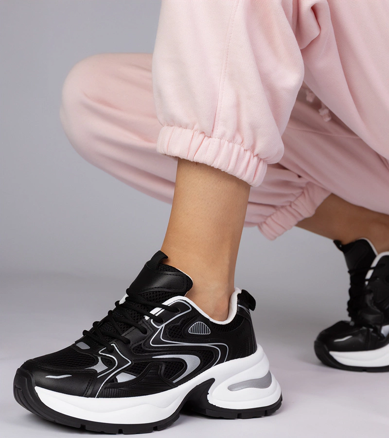 Czarne sneakersy sportowe na grubej podeszwie Asetrina