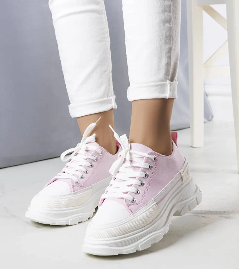 Różowe trampki na wysokiej platformie Lavaris