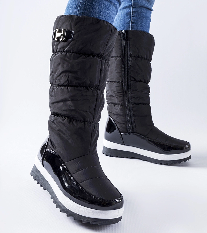 Czarne ocieplane wysokie śniegowce Canneto