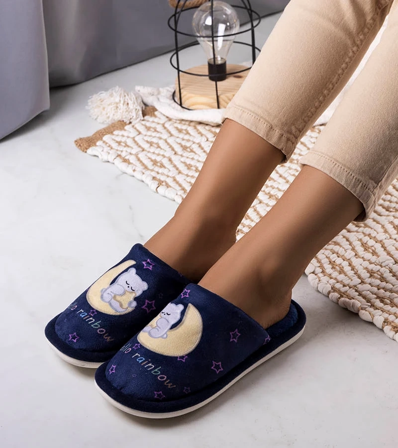 Granatowe miękkie kapcie Rainbow moon