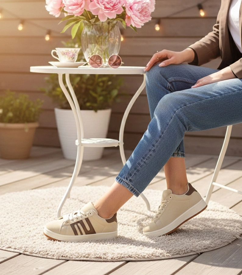 Beżowe sneakersy casualowe Delphine