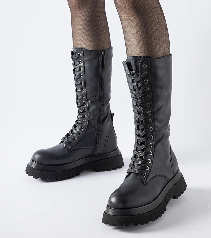 Czarne wysokie trapery ocieplane Upton