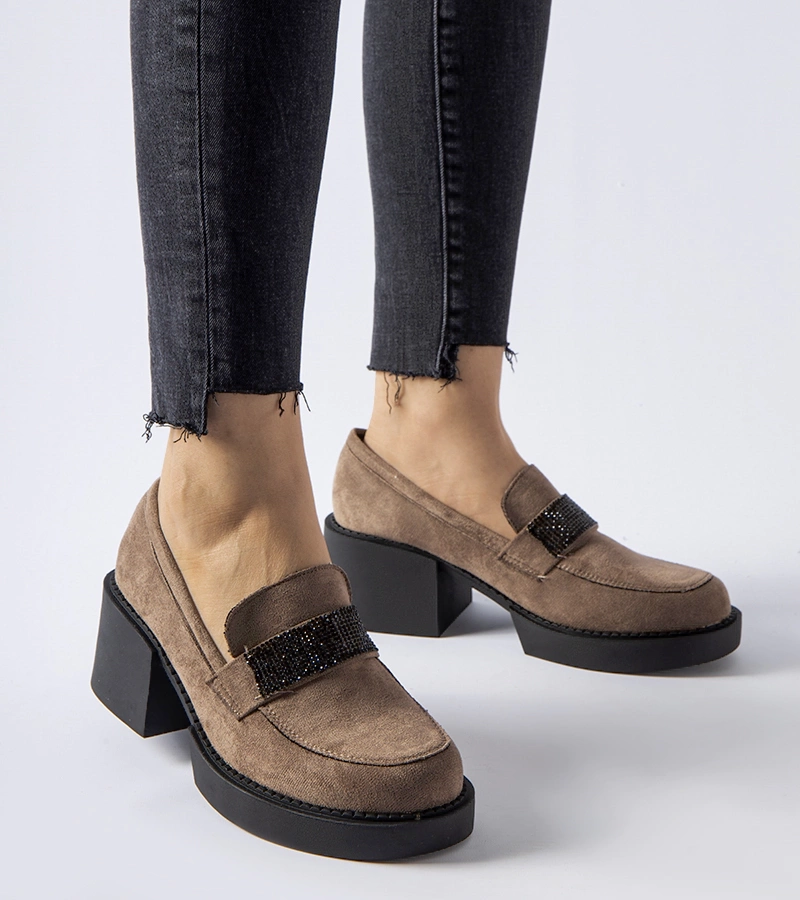 Brązowe mokasyny na masywnym słupku Harrisburg