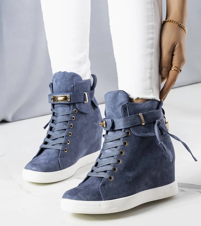 Niebieskie sneakersy na koturnie Annabelle