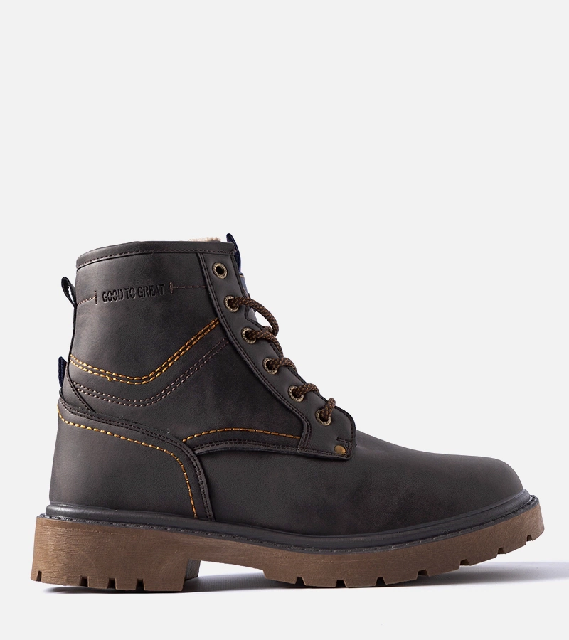 Brązowe ocieplane trapery męskie Telti