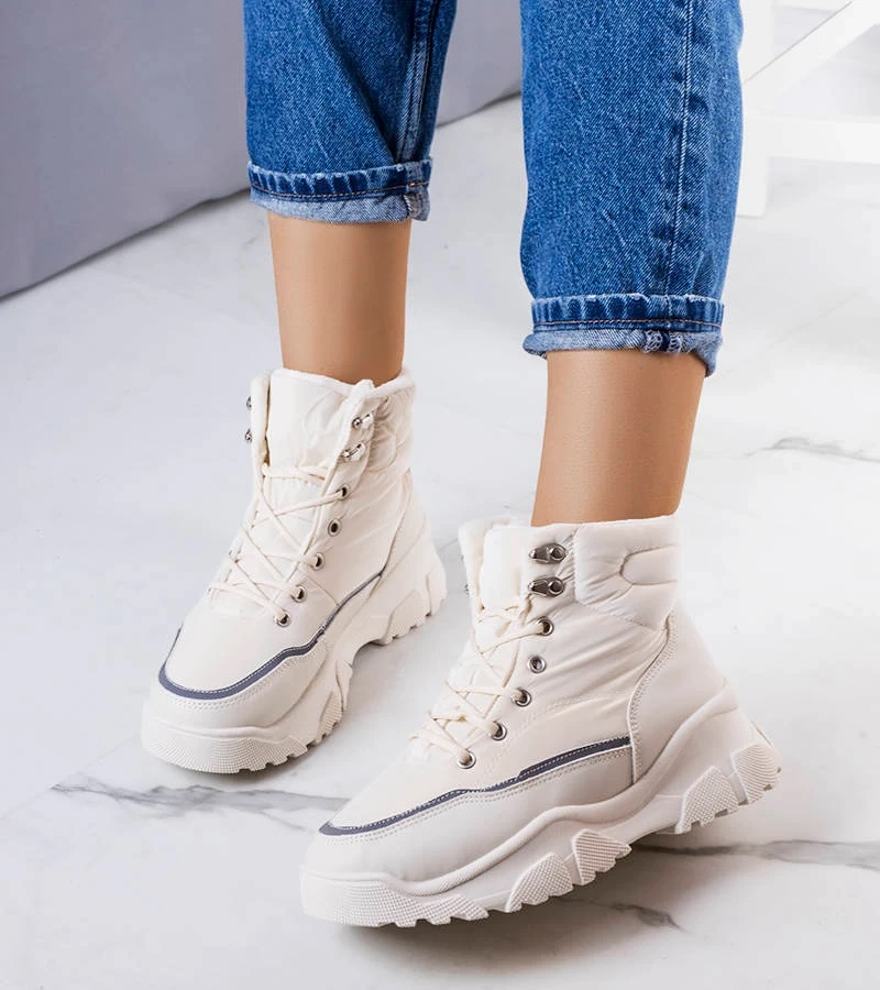 Kremowe ocieplane botki Rimu