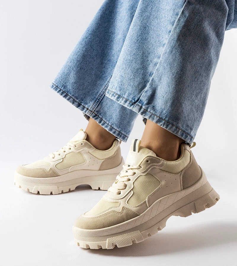 Beżowe buty sportowe damskie Mikeladze