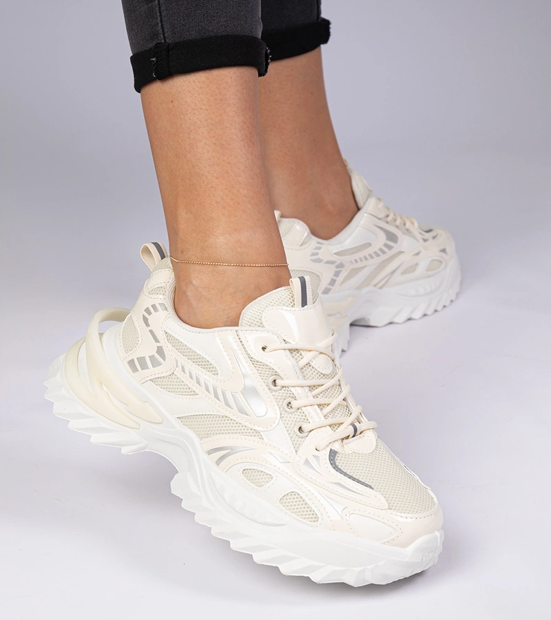 Beżowe sneakersy sportowe na masywnej podeszwie Lirata