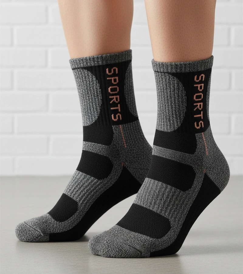 Szare ciepłe skarpetki damskie z różowym akcentem Siera