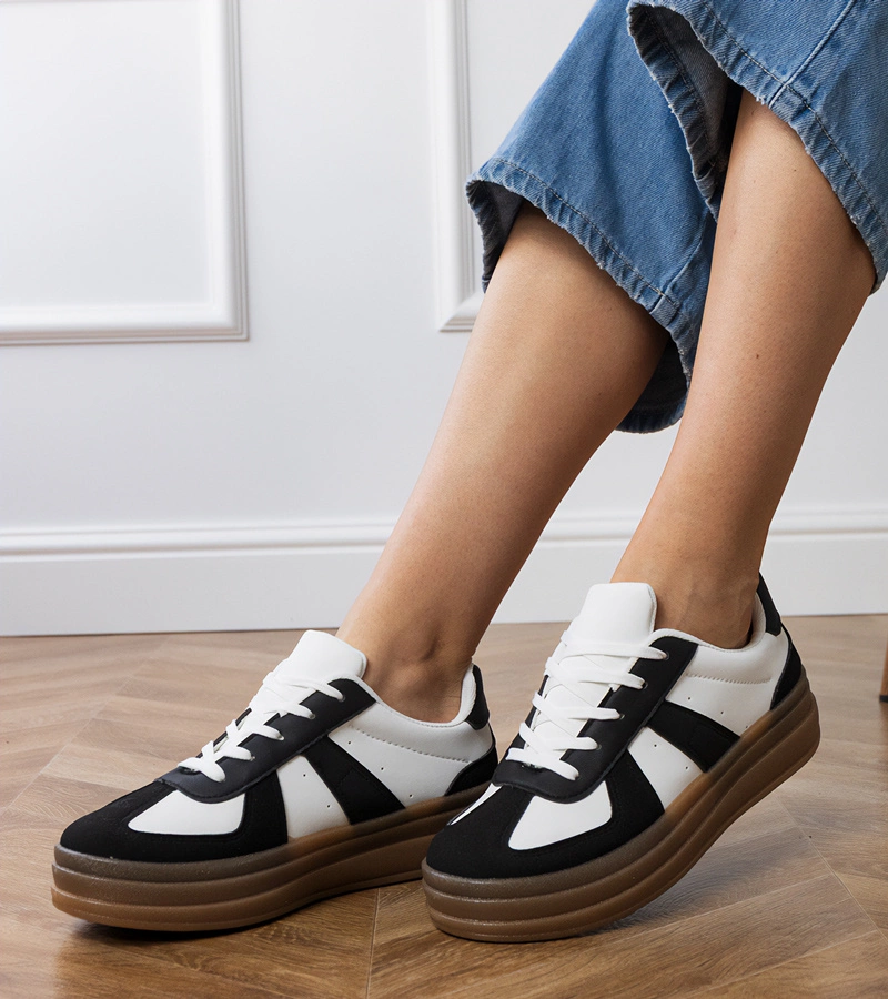 Czarne sneakersy damskie na platformie Serila