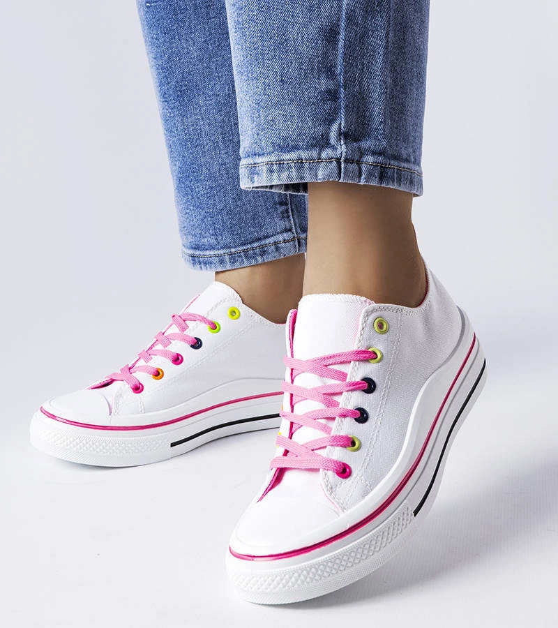 Biało-różowe trampki na platformie Bois