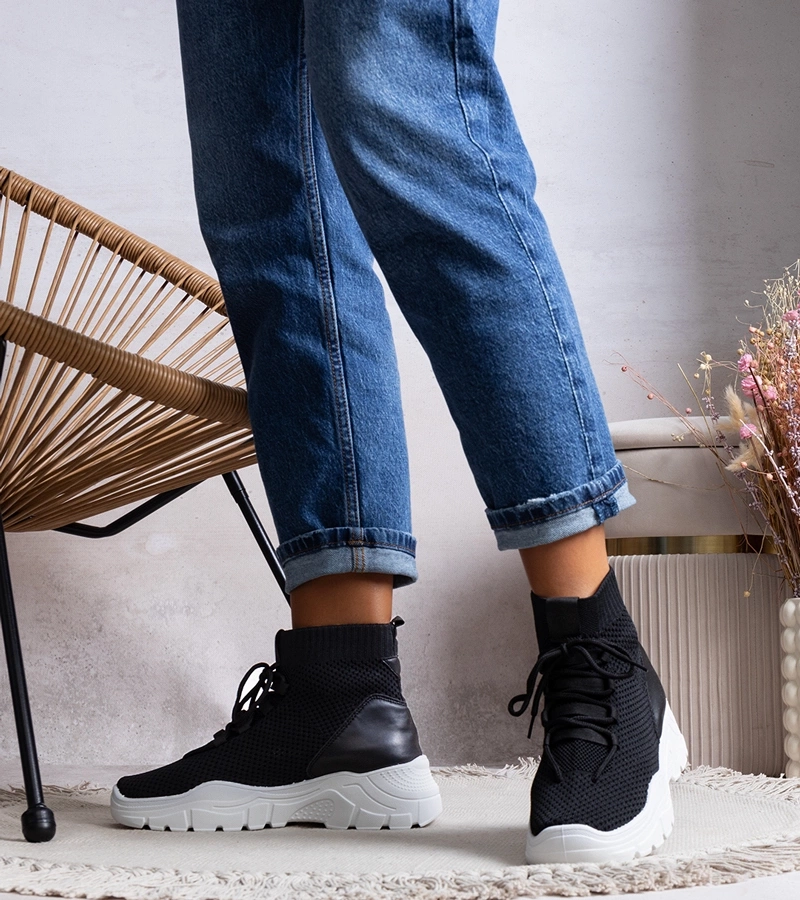 Czarne sneakersy skarpetkowe Frahm