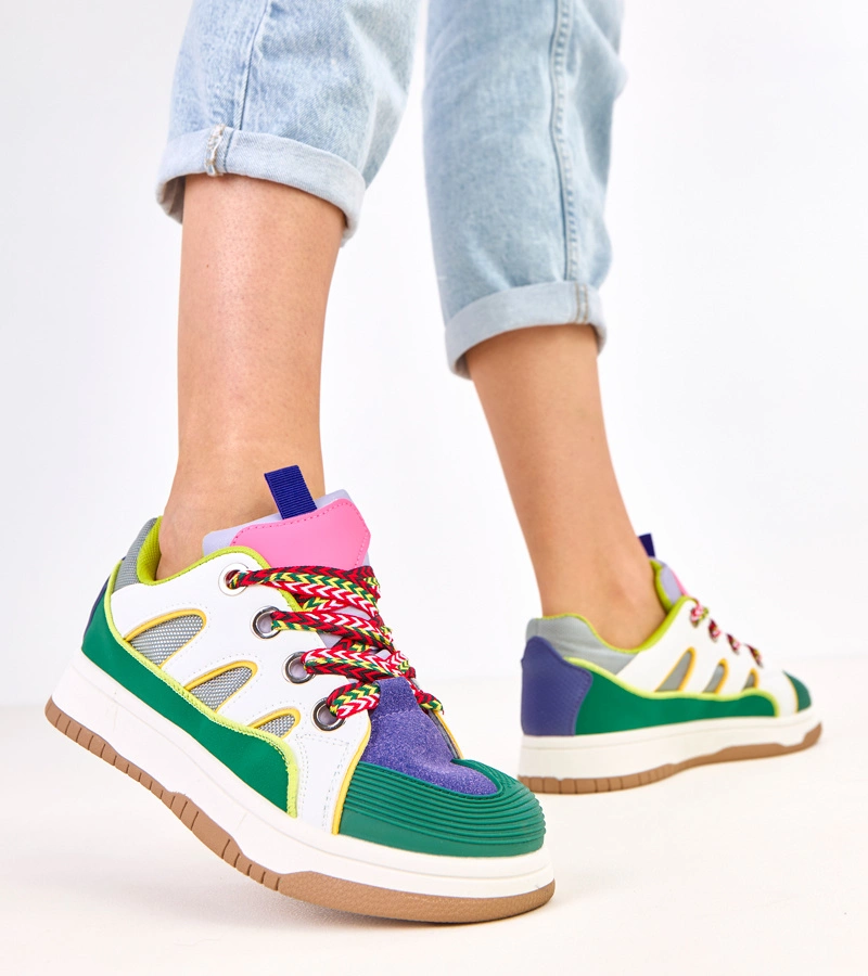 Zielone sneakersy z grubymi sznurówkami Neolis